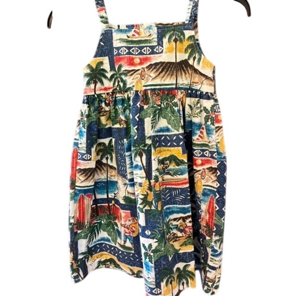 Reyn Spooner Hawaiian Print Dress Girls 6 Multicolor Excellent Tropical Aloha